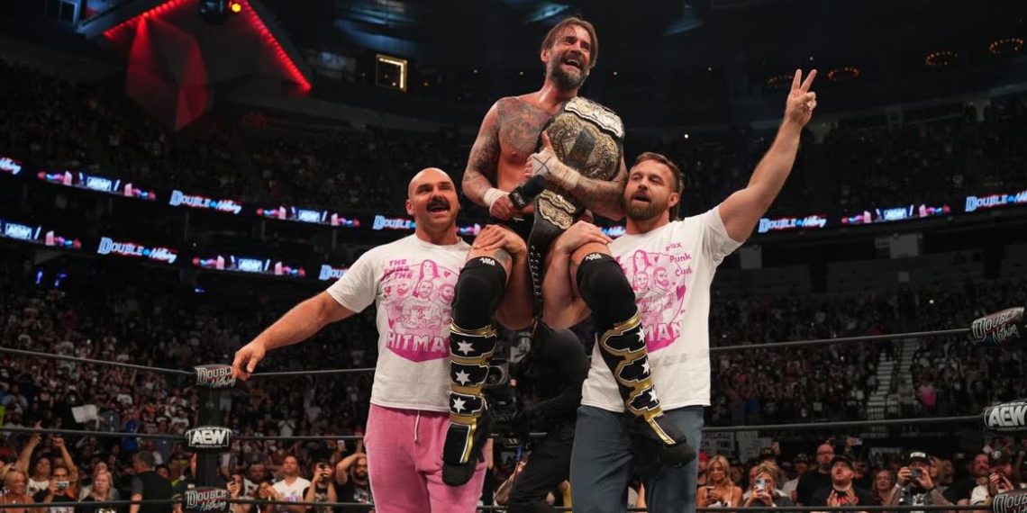 CM Punk and FTR at AEW Double Or Nothing.