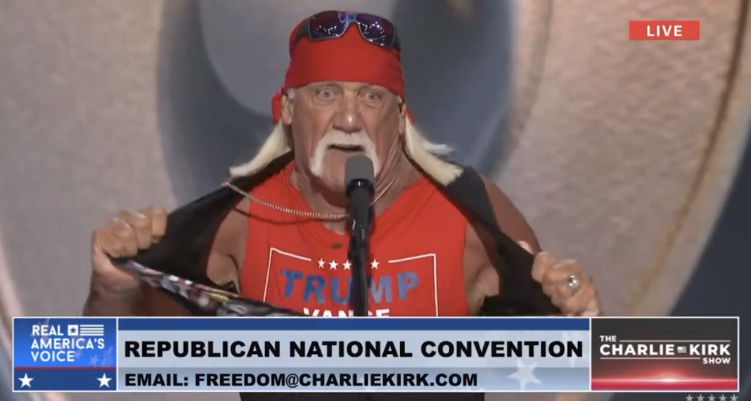 Tim Hogan Commentator Hulk Hogan Rips Off Shirt During RNC Speech