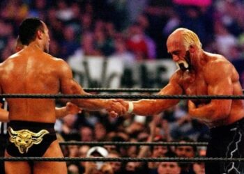 Hollywood Hogan and The Rock shared a handshake after clash at WrestleMania 18.