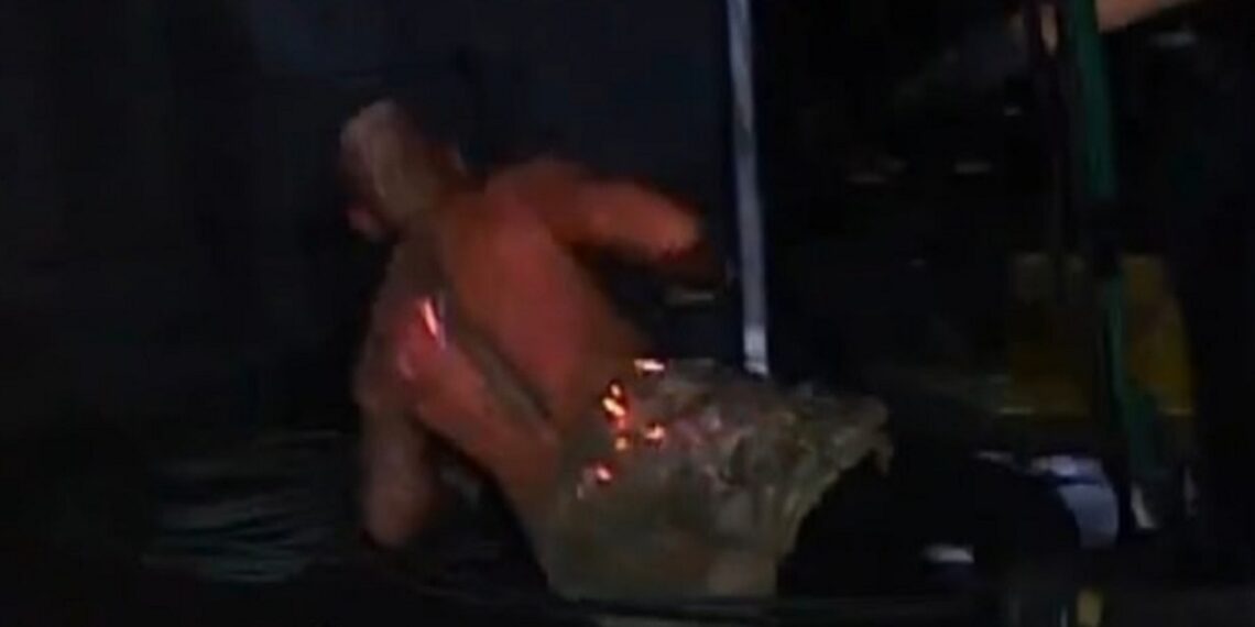 Darby Allin on fire during Men's Blood & Guts match on AEW Dynamite on November 12, 2025 | Source: AEW