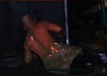 Darby Allin on fire during Men's Blood & Guts match on AEW Dynamite on November 12, 2025 | Source: AEW