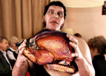 Andre The Giant Holding A Turkey | Source: Facebook