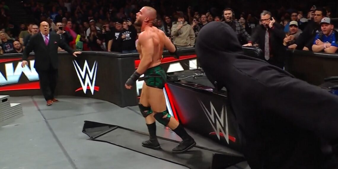 Mystery masked man strikes again on 2/9 Raw in Cleveland, OH. | Source: WWE