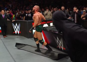 Mystery masked man strikes again on 2/9 Raw in Cleveland, OH. | Source: WWE