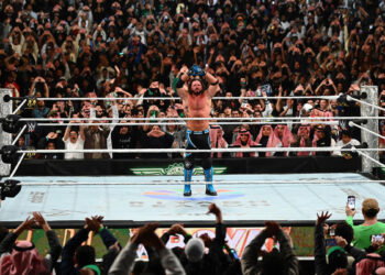 AJ Styles poses one last time after his loss to Gunther at WWE's Royal Rumble. | Source: WWE