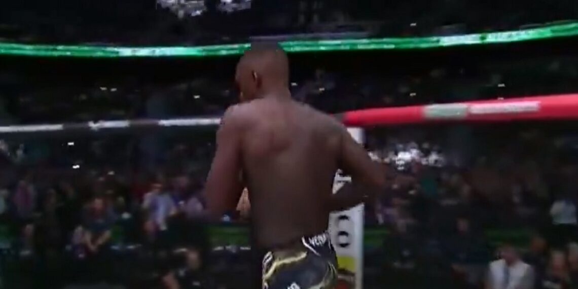 Israel Adesanya does Oba Femi strut in Octagon before Joe Pyfer fight | Source: UFC
