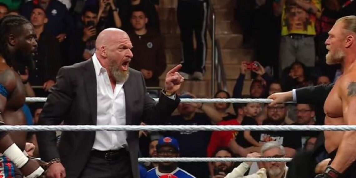 Triple H breaks up Brock Lesnar and Oba Femi on Raw | Source: WWE