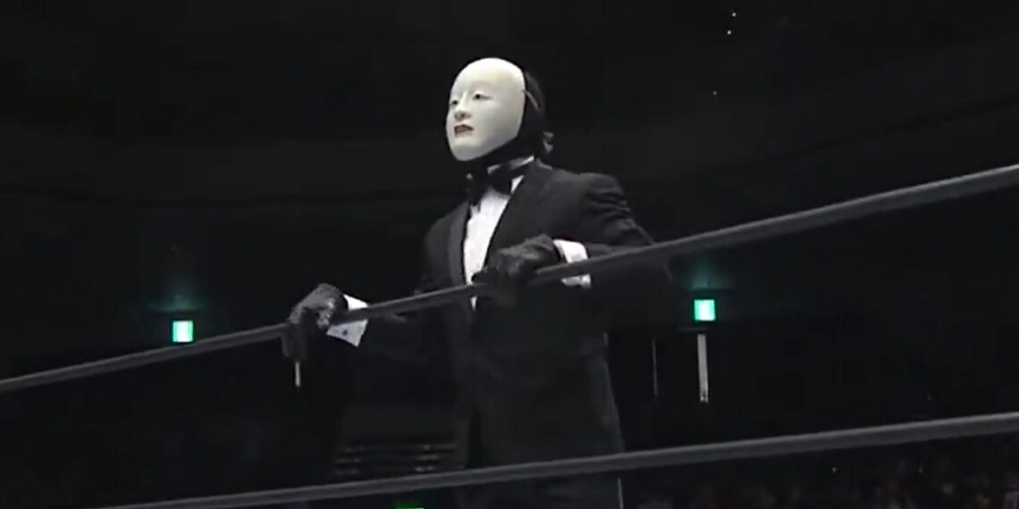 Mystery Masked Man confronts Konosuke Takeshita at NJPW Sakura Genesis | Source: New Japan Pro-Wrestling