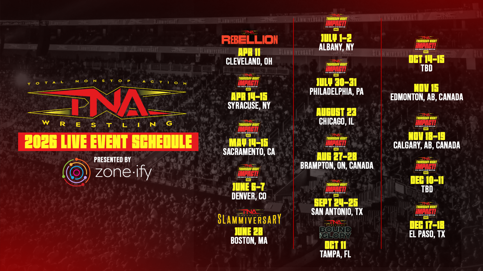 TNA Wrestling Announces Complete Live Event Schedule For 2026
