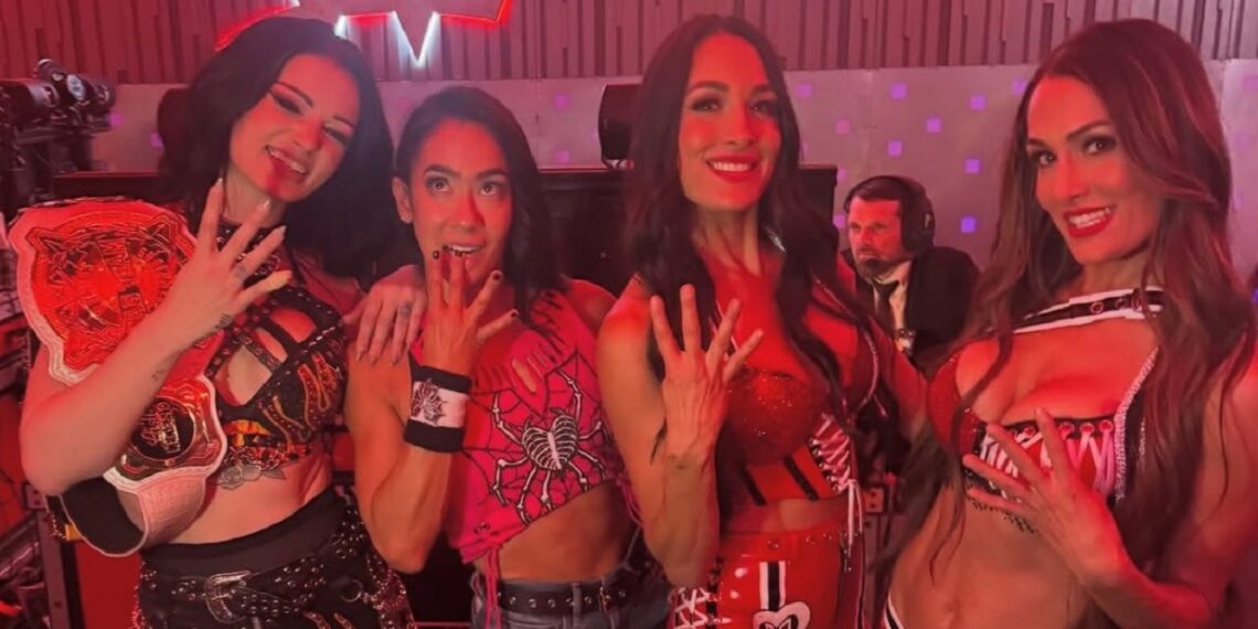 Paige, AJ Lee and The Bella Twins reunite backstage at WrestleMania 42 | Source: WWE