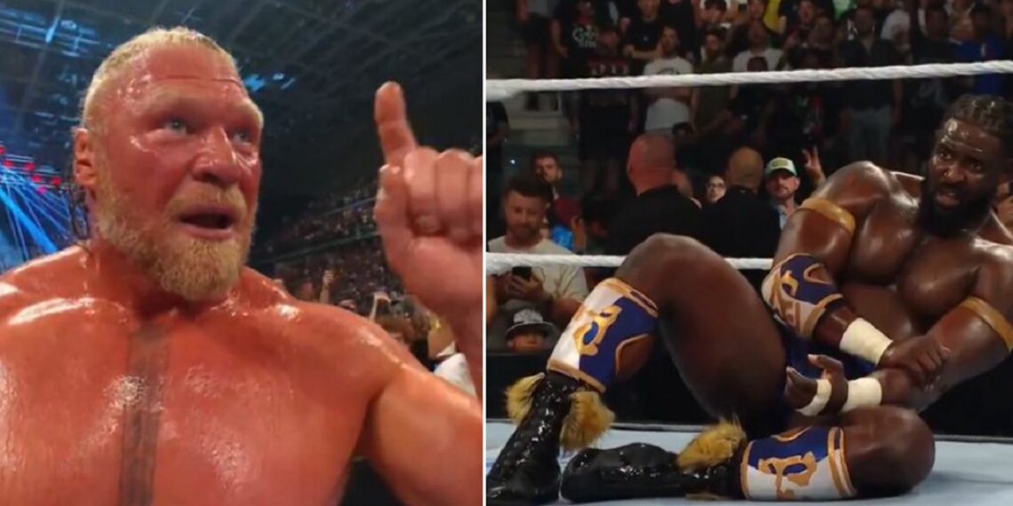 Brock Lesnar defeats Oba Femi at WWE Clash In Italy | Source: WWE