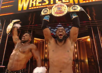 Xavier Woods and Kofi Kingston win the world tag championships at WrestleMania 41. | Source: WWE