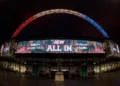 Wembley Stadium in London promotes the upcoming AEW All In event | Source: Reddit