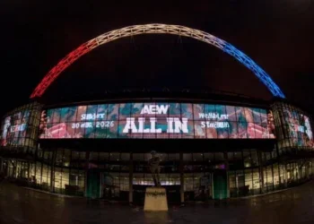 Wembley Stadium in London promotes the upcoming AEW All In event | Source: Reddit
