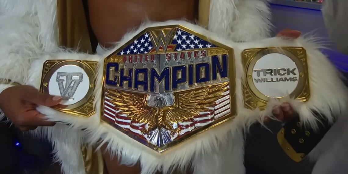 Trick Williams' custom fur edition WWE U.S. title belt | Image Source: WWE