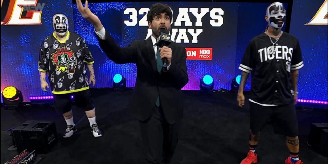 ICP and Tony Khan on stage at AEW Dynamite on July 29, 2026 | Image Source: All Elite Wrestling (AEW)