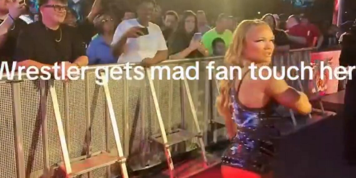 Ivy Nile loses cool with fan touching her during WWE ring entrance