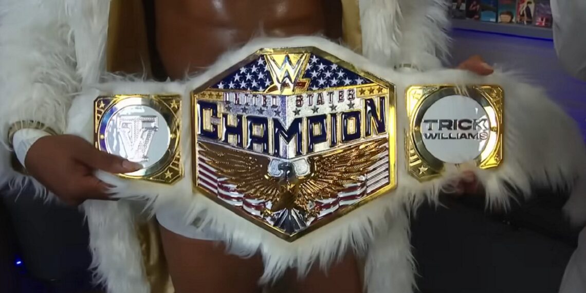 Trick Williams' custom fur edition WWE U.S. title belt | Image Source: WWE