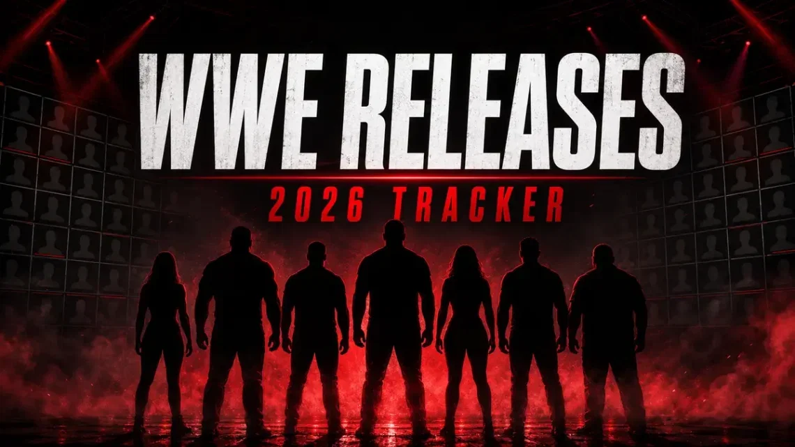 WWE Releases 2026 Tracker graphic featuring anonymous wrestler silhouettes
