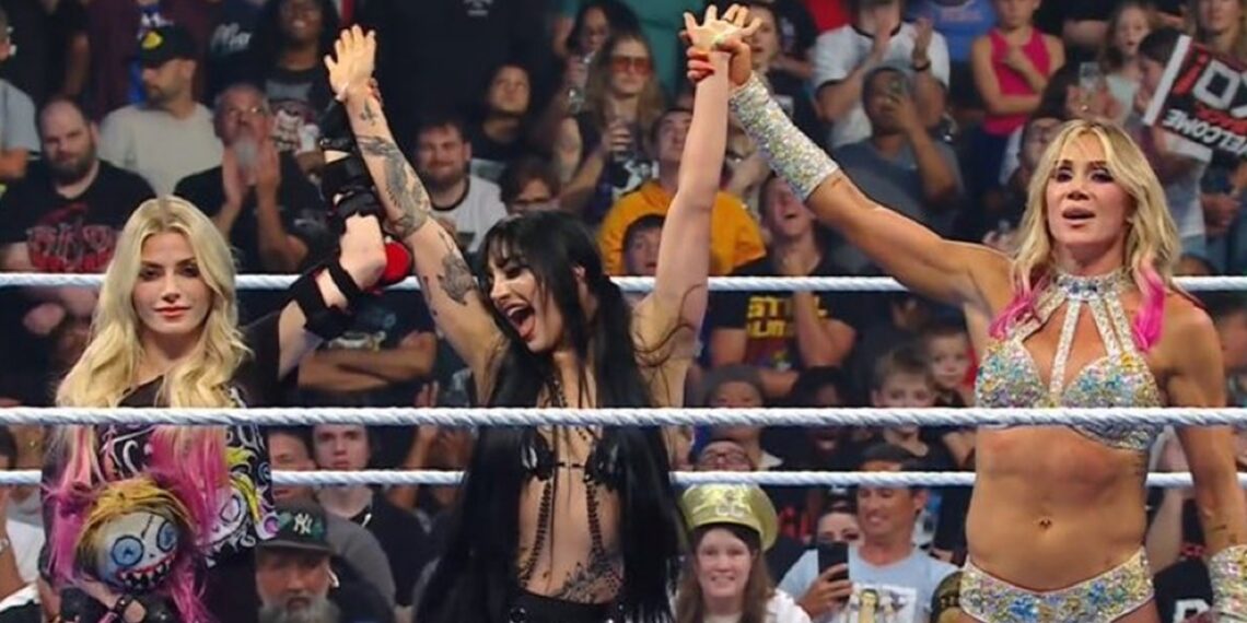 Alexa Bliss, Tatum Paxley and Charlotte Flair on WWE SmackDown in Philadelphia, PA. (8/7/2026) | Image Source: WWE