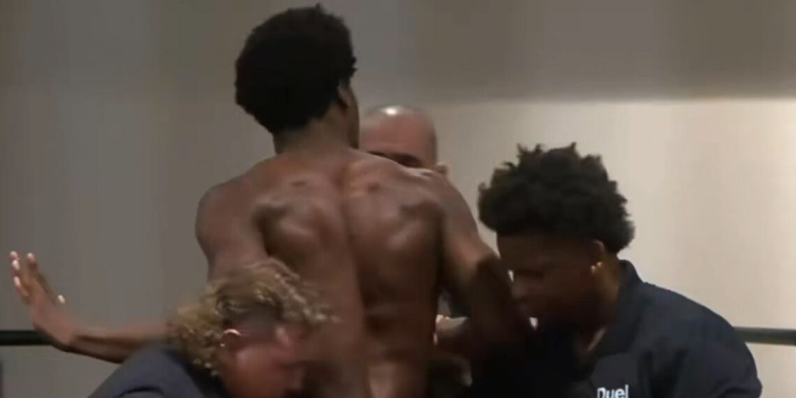 Patrick Clark (Velveteen Dream) snaps at boxing press conference