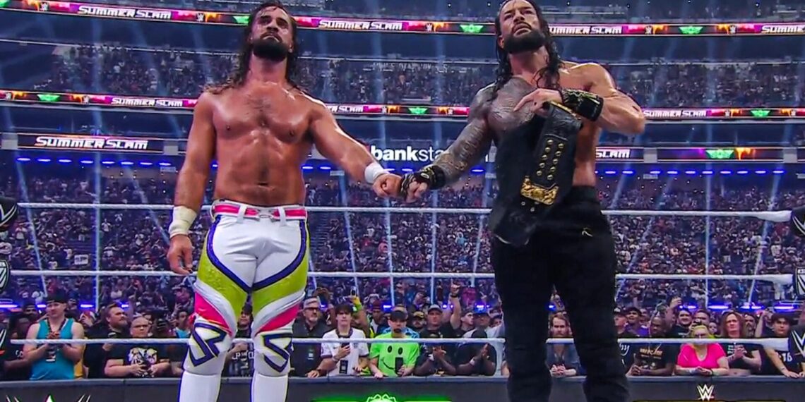 Seth Rollins and Roman Reigns tribute to The Shield | Image Source: WWE