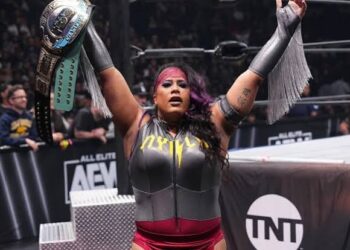 Nyla Rose celebrating in an AEW ring