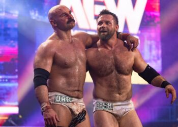 Dax Harwood and Cash Wheeler of FTR together in an AEW ring