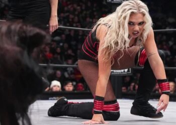 Julia Hart competing in an AEW wrestling ring