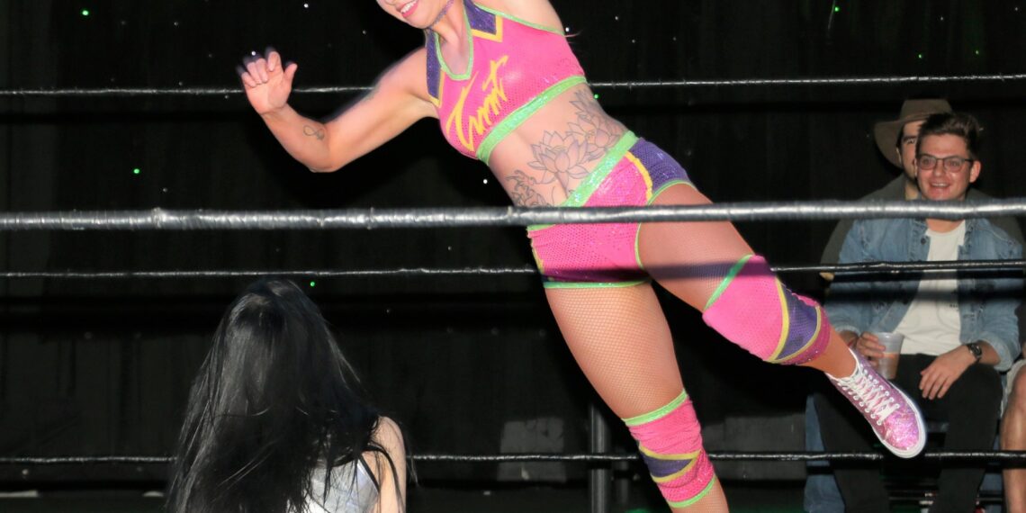 Laynie Luck competes in a wrestling ring