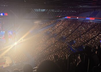 WWE ring and crowd at RAC Arena in Perth during the 2025 WWE weekend