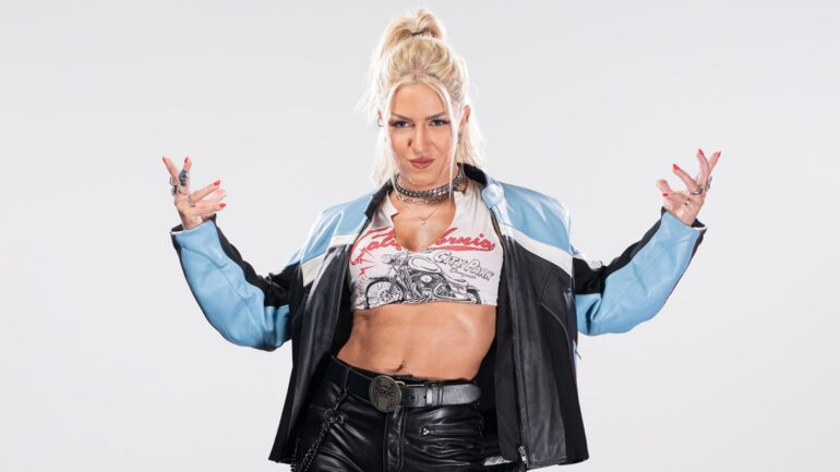 Thekla poses for an AEW photograph