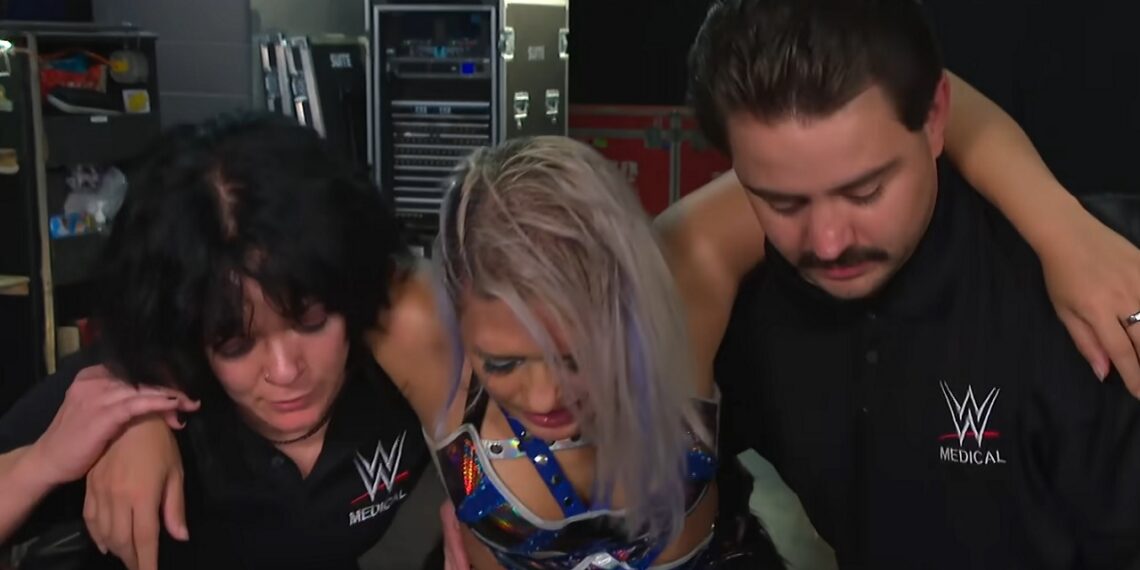 Giulia helped to the back after 10/2 WWE SmackDown match with Blake Monroe | Image Source: WWE